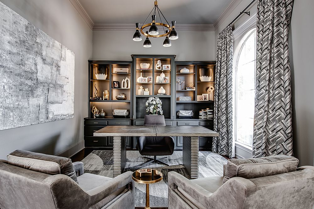 Contemporary home office with clean lines and functional décor. 